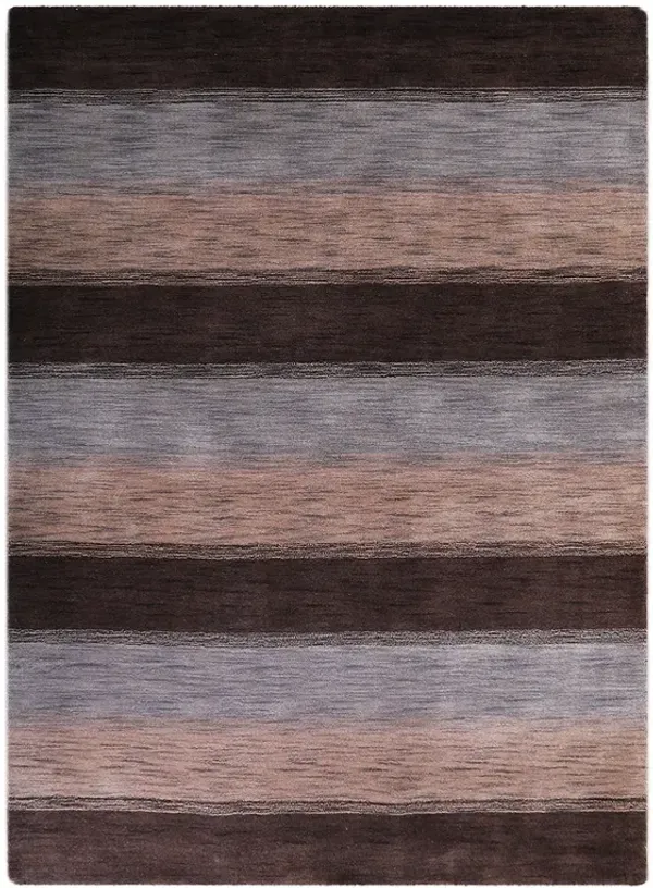 RUGSOTIC CARPETS HAND KNOTTED LOOM WOOL ECO-FRIENDLY AREA RUGS  - 5'x8', Rectangle, Dark Brown Beige Color, Contemporary Modern Design, High Pile Handmade Anti Skid Rugs for Living Room (L00206)