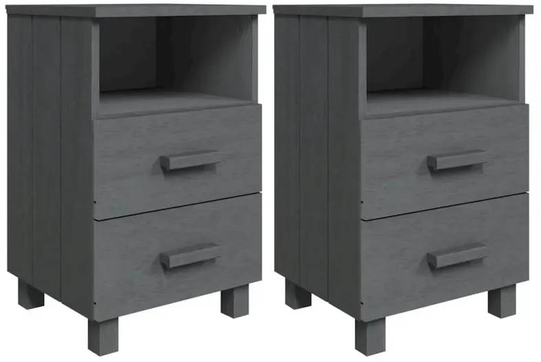 Bedside Cabinets HAMAR 2 pcs Dark Gray 15.7"x13.8"x24.4" Solid Wood