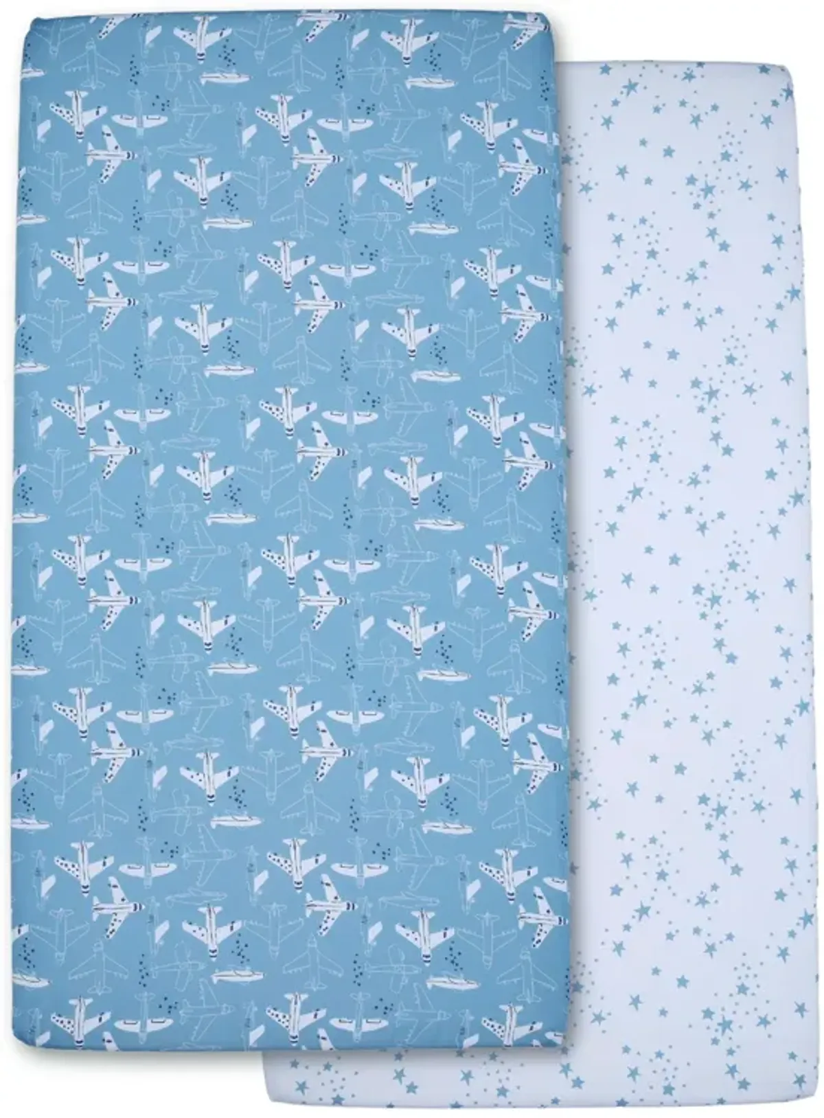 Bedtime Originals Airplane/Stars Aviation 2-Pack Fitted Crib/Toddler Sheet Set