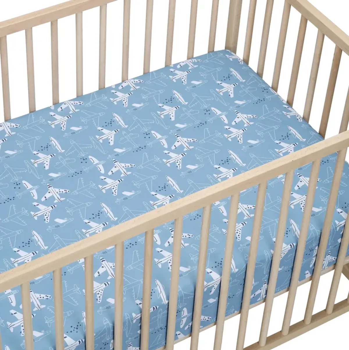 Bedtime Originals Airplane/Stars Aviation 2-Pack Fitted Crib/Toddler Sheet Set