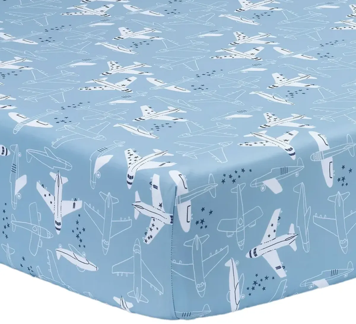 Bedtime Originals Airplane/Stars Aviation 2-Pack Fitted Crib/Toddler Sheet Set