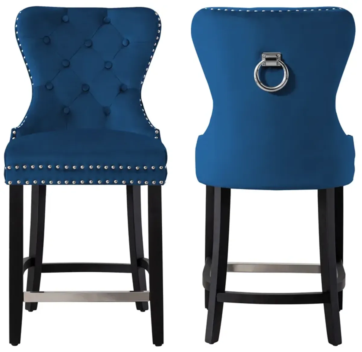 WestinTrends 24" Tufted Velvet Counter Stool (Set of 2)