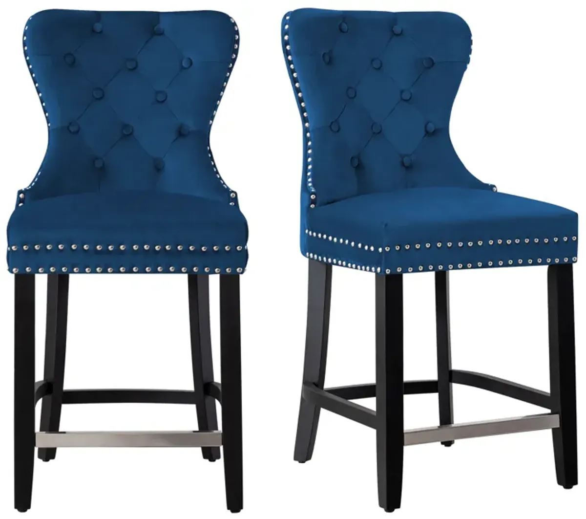 WestinTrends 24" Tufted Velvet Counter Stool (Set of 2)