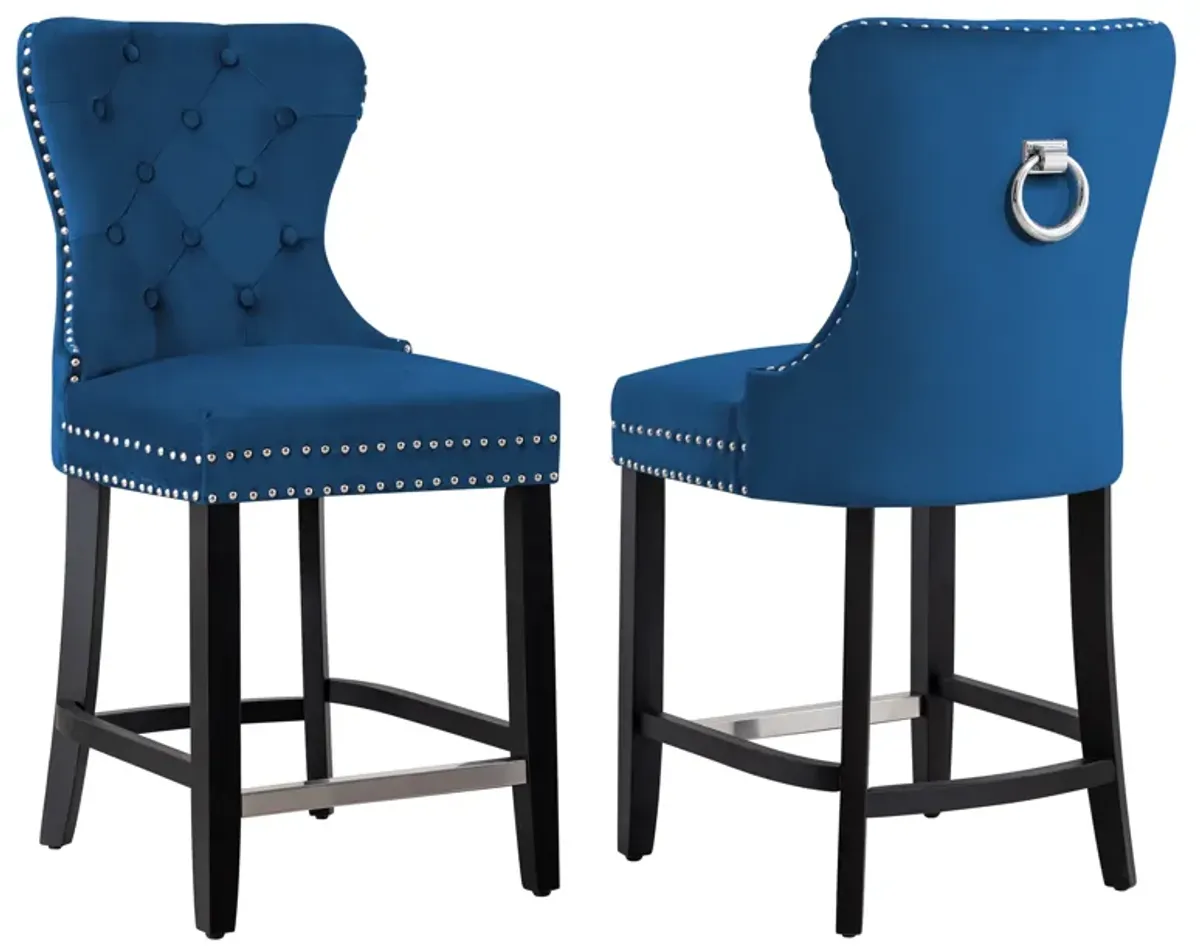 WestinTrends 24" Tufted Velvet Counter Stool (Set of 2)