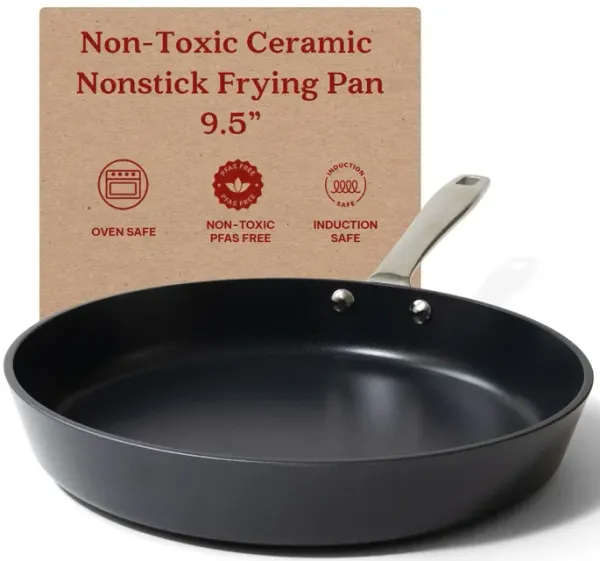 Alva Maestro Ceramic Nonstick Frying Pan 8" Non Toxic Cast Aluminum w/ Stainless Steel Stay Cool Handle Scratch Resistant Healthy Cooking Pan Compatible w/ All Stovetops, Oven Safe & Induction Safe