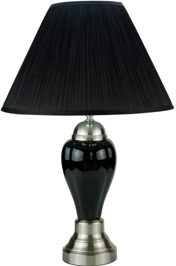 Hivvago 27" Black and Silver Ceramic Urn Table Lamp With Black Empire Shade