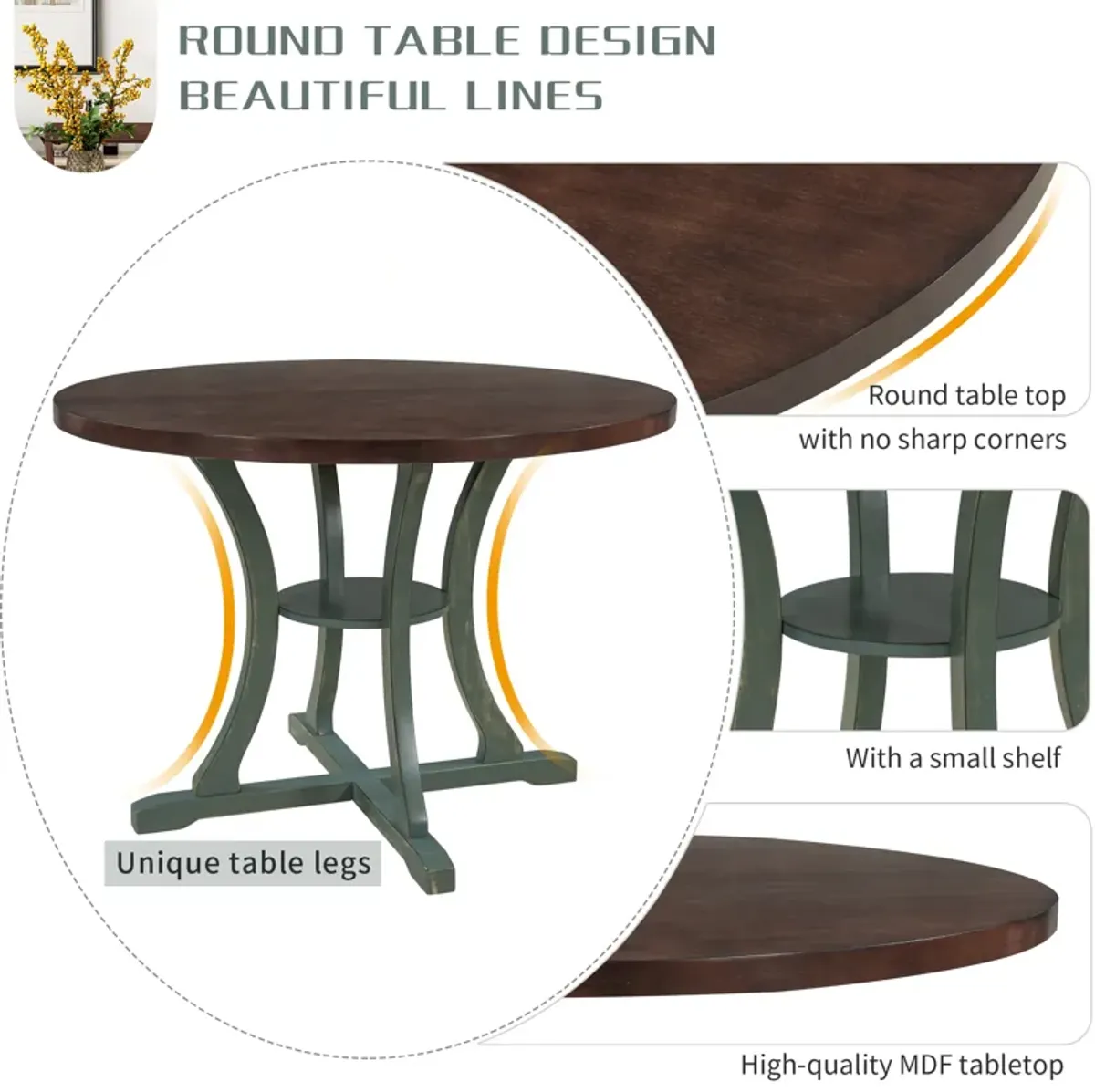 Merax Modern Round Dining Table and Chairs Set