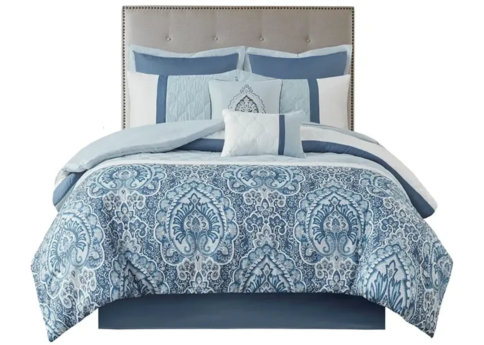 Gracie Mills Ronny 8-Piece Damask-Inspired Comforter Set