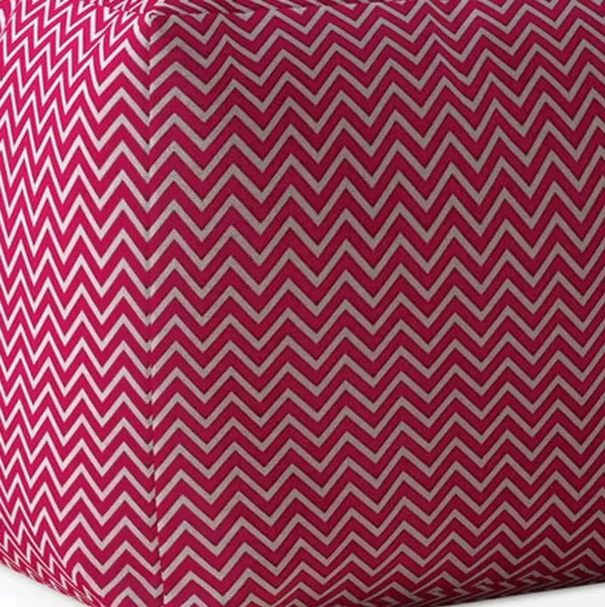 Homezia 17" Pink Cotton Chevron Pouf Ottoman