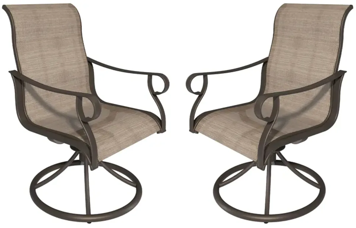 MONDAWE 2Pcs Steel Textiliene Swivel Chairs 360-Degree Rotation Dining Chair