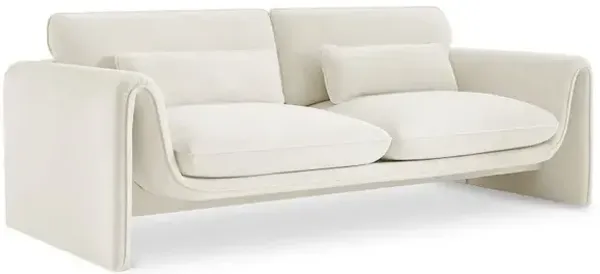 Meridian Furniture Sloan Cream Velvet Fabric Sofa