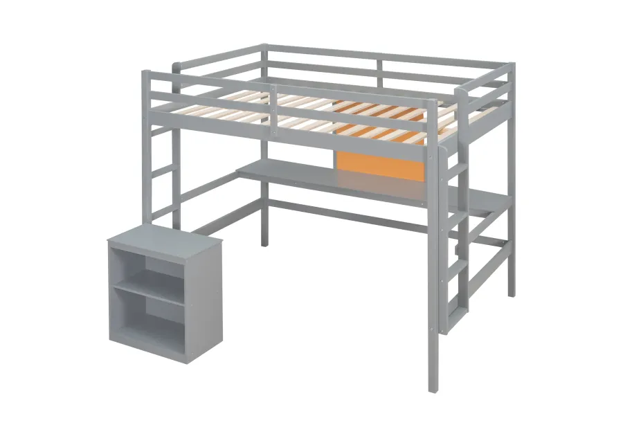 Merax Modern  Wooden Loft Bed with Desk