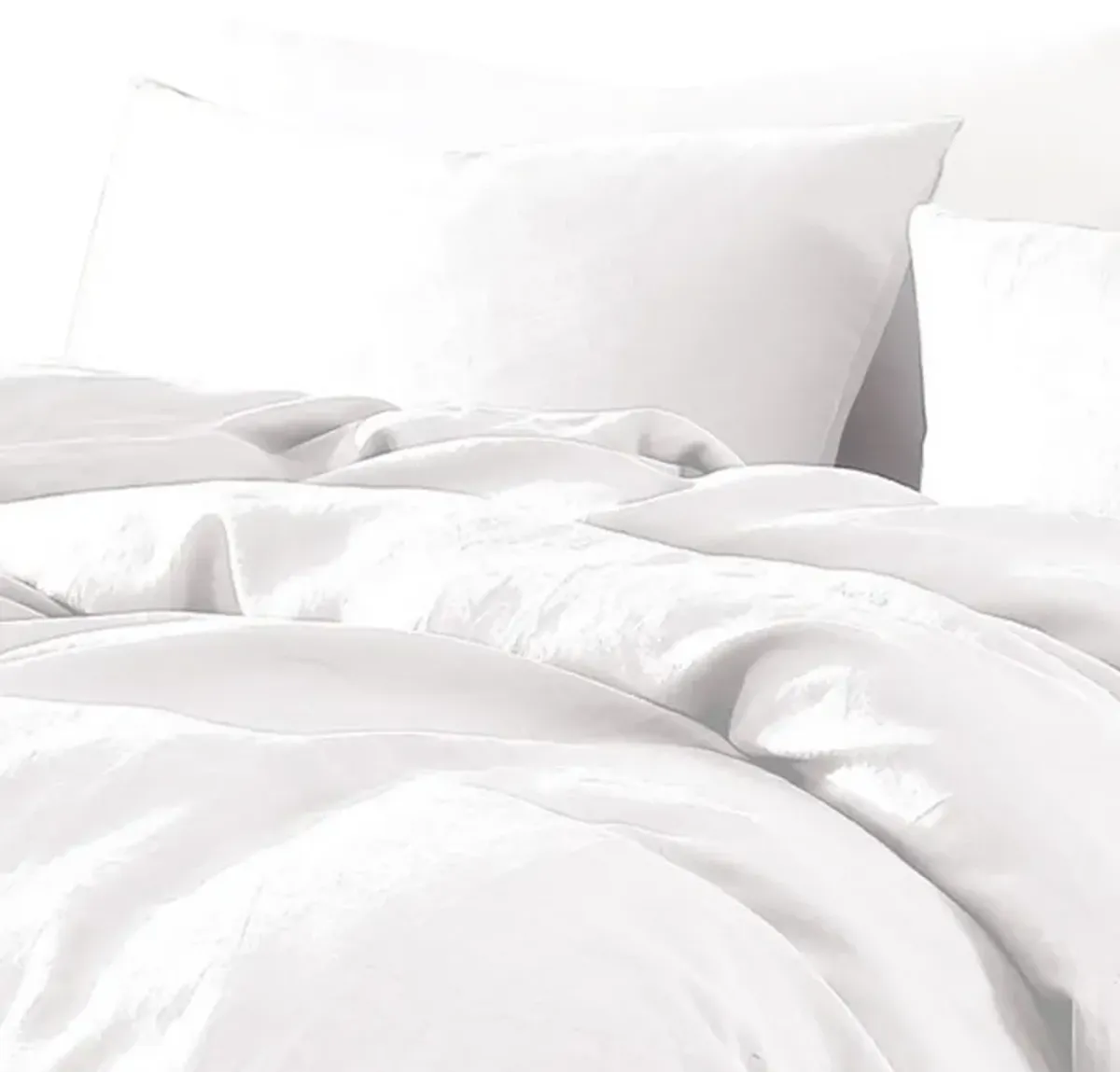 Edge 4 Piece King Size Duvet Comforter Set, Washed Linen, Clean White - Benzara