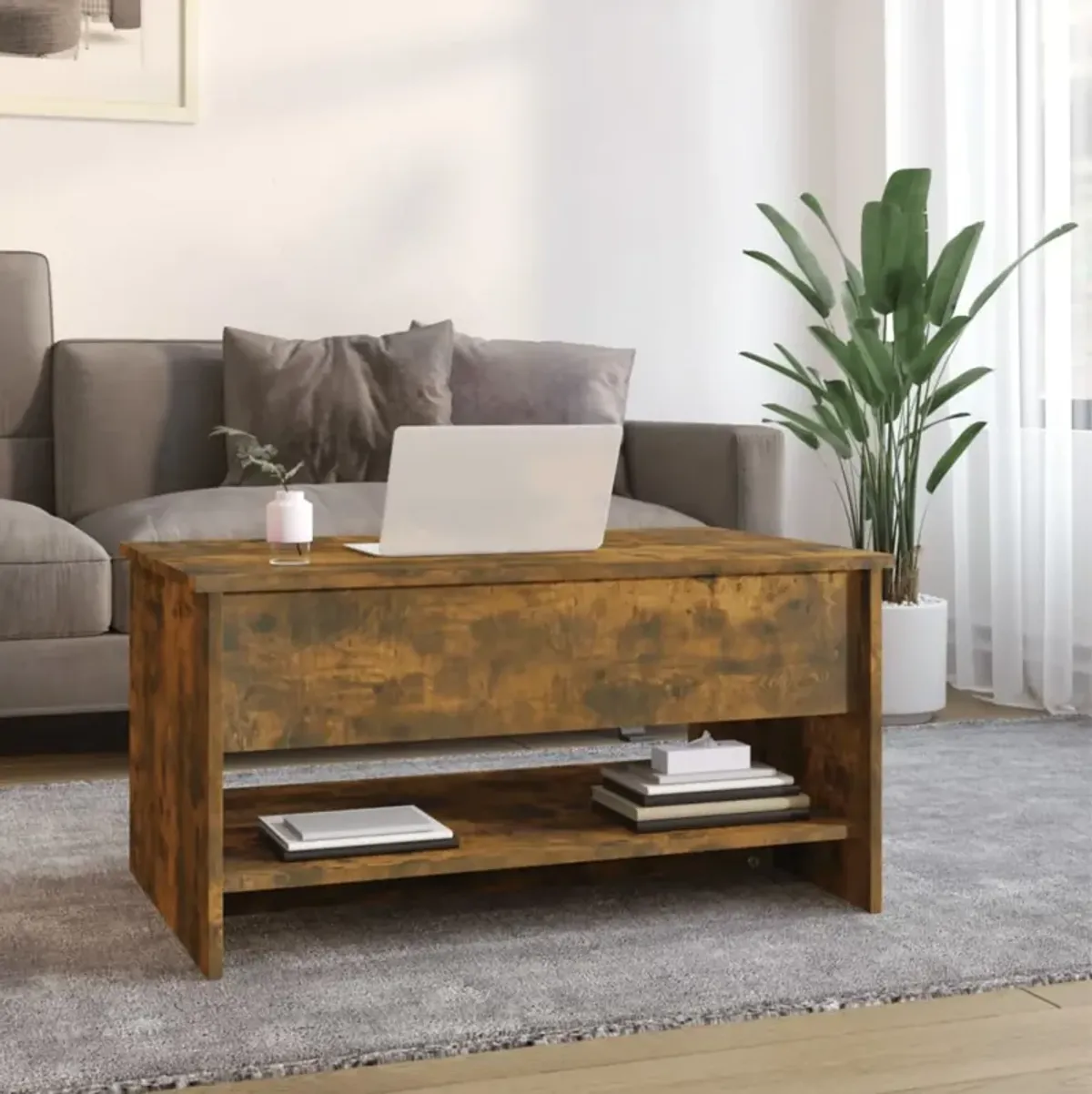 vidaXL Coffee Table Smoked Oak 31.5"x19.7"x15.7" Engineered Wood