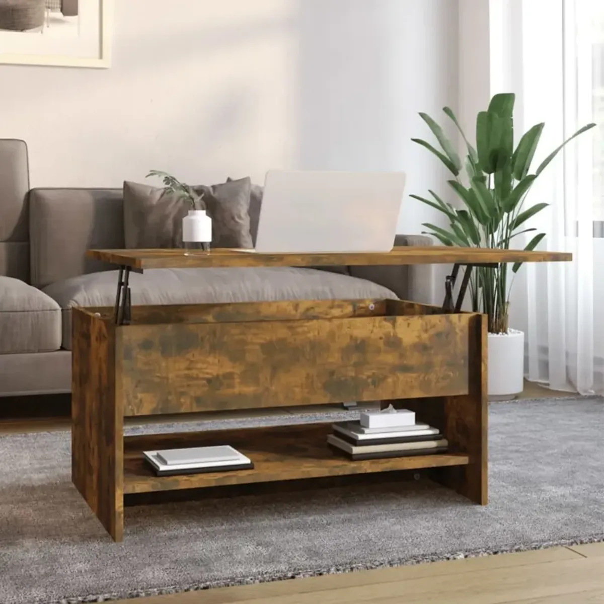 vidaXL Coffee Table Smoked Oak 31.5"x19.7"x15.7" Engineered Wood