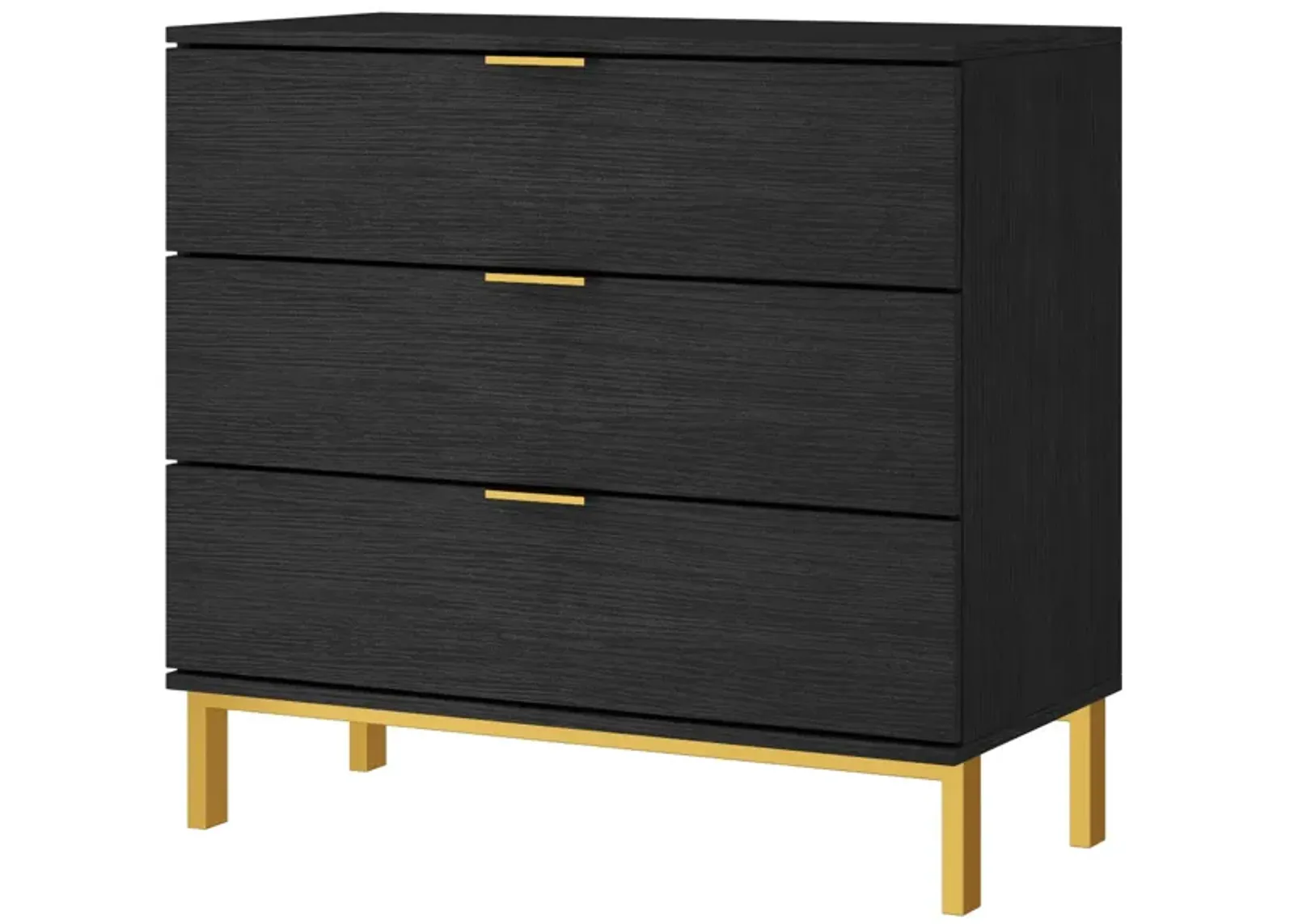 3-Drawers Black Wood Chest of Drawers Dresser Vanity Table Storage Cabinet Nightstand 29.7 in. H x 31.5 W x 15.7 D