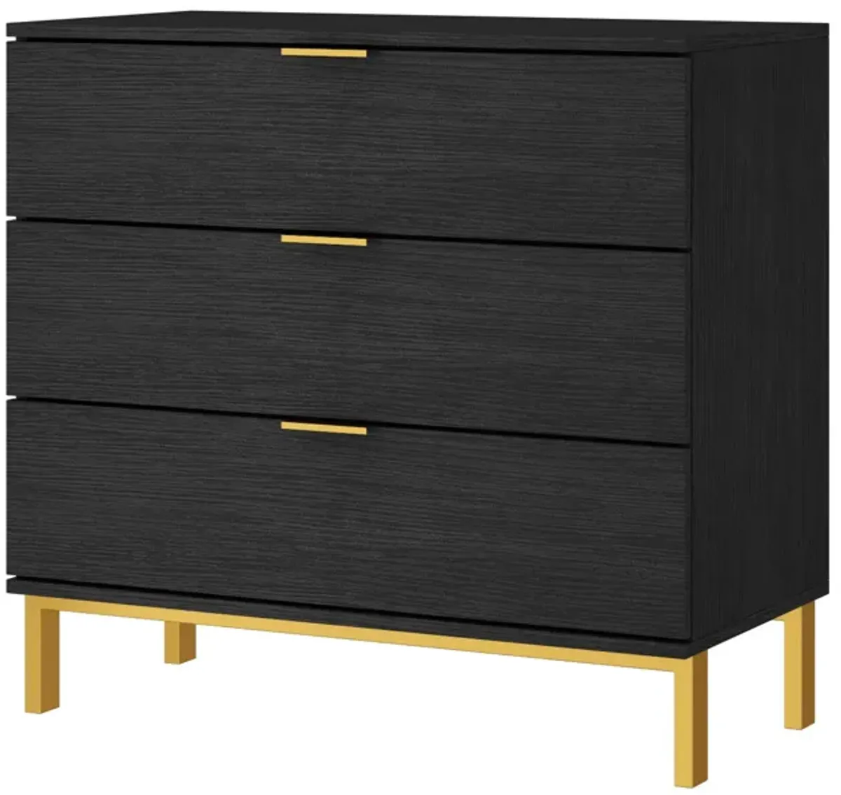 3-Drawers Black Wood Chest of Drawers Dresser Vanity Table Storage Cabinet Nightstand 29.7 in. H x 31.5 W x 15.7 D