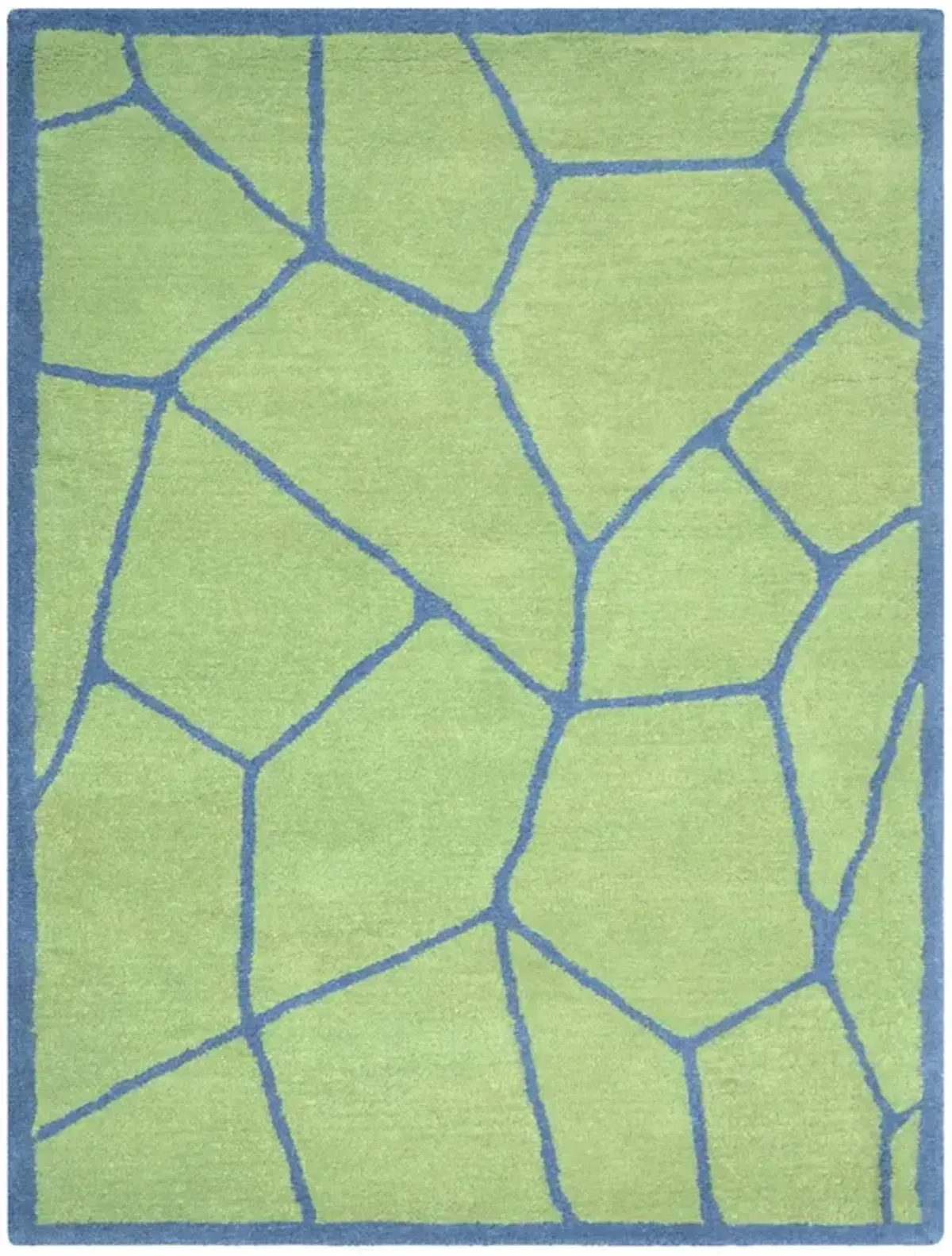 RUGSOTIC CARPETS HAND TUFTED WOOL ECO-FRIENDLY AREA RUGS  - 5'x8', Rectangle Shape, Green & Blue, Contemporary Modern Design, High Pile Handmade Area Rugs for Living Room, Bed Room (K00692)