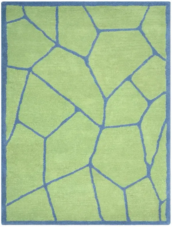 RUGSOTIC CARPETS HAND TUFTED WOOL ECO-FRIENDLY AREA RUGS  - 5'x8', Rectangle Shape, Green & Blue, Contemporary Modern Design, High Pile Handmade Area Rugs for Living Room, Bed Room (K00692)