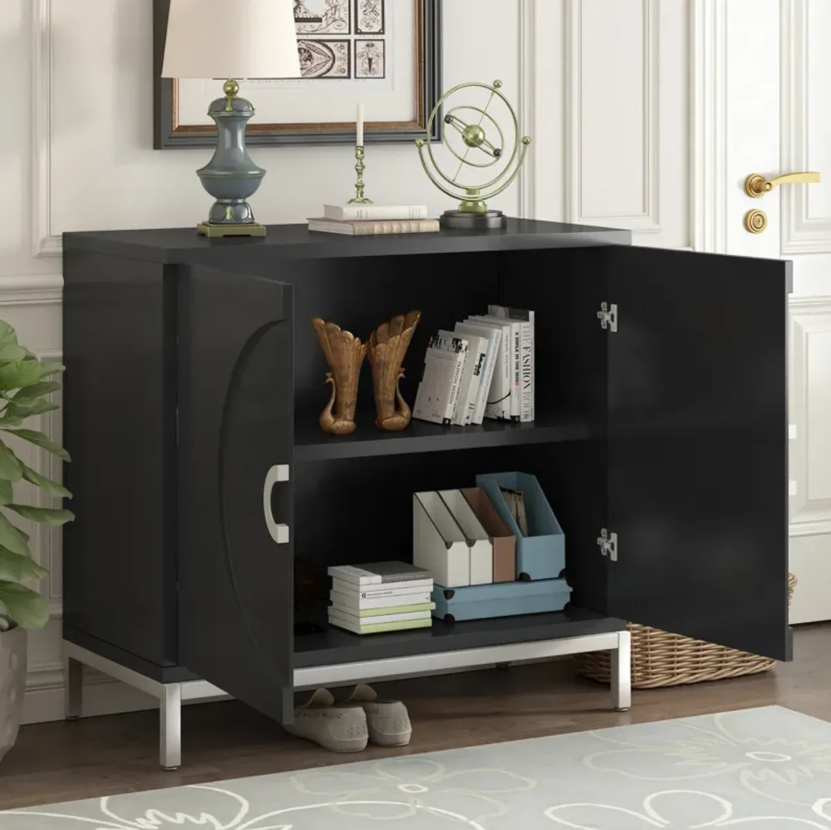 Merax Solid Accent Cabinet with Solid Wood Storage Cabinet