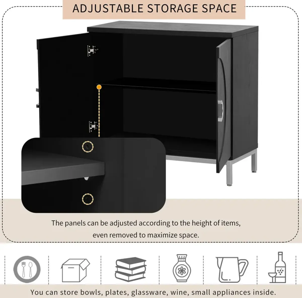 Merax Solid Accent Cabinet with Solid Wood Storage Cabinet