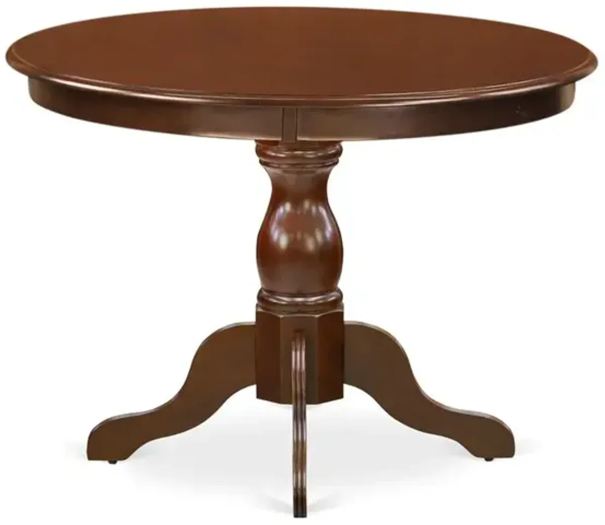 East West Furniture HBT-MAH-TP East West Furniture Gorgeous Dinette Table with Mahogany Color Table Top Surface and Asian Wood Dining Table Pedestal Legs - Mahogany Finish