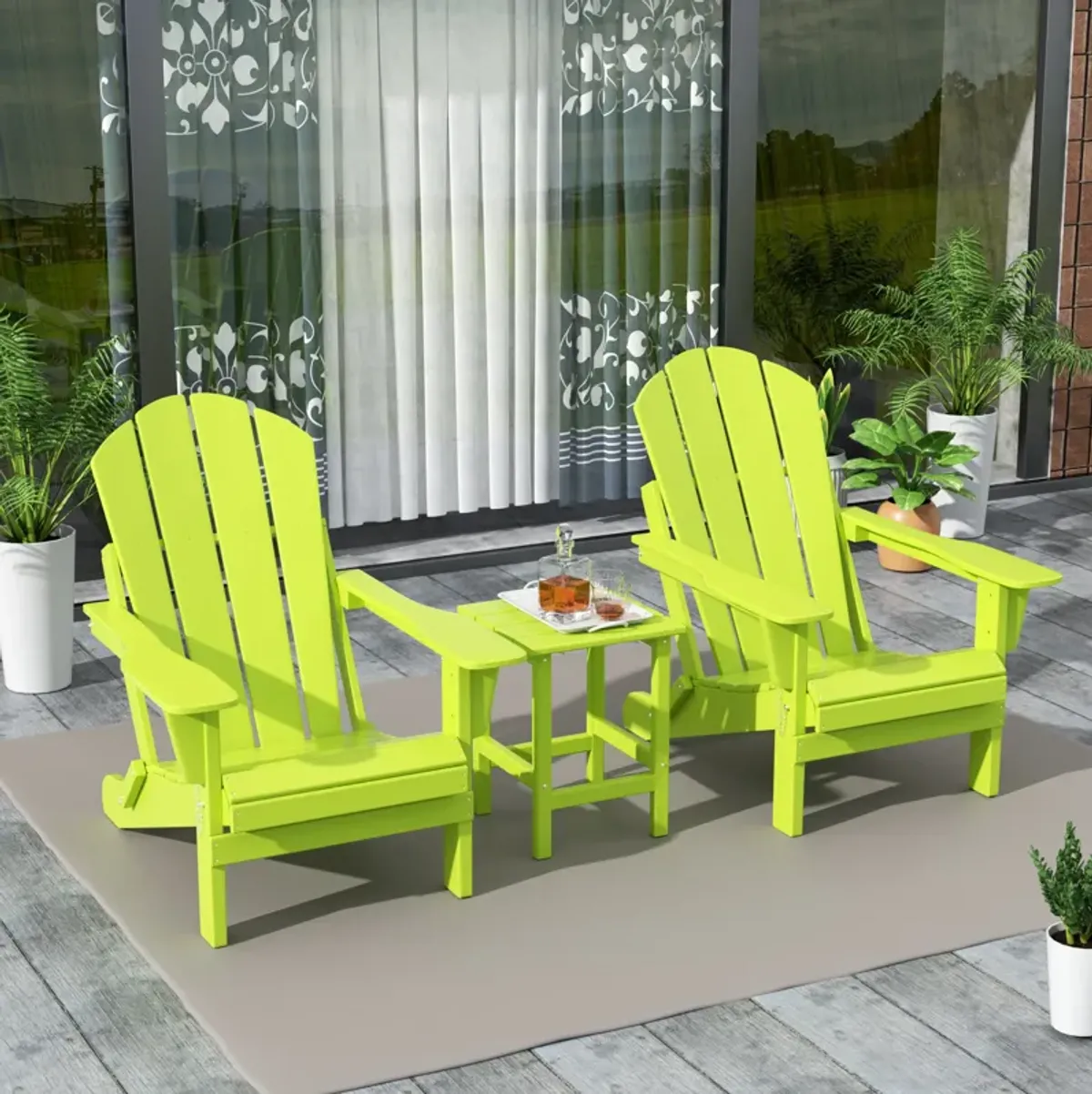 WestinTrends 3-Piece Outdoor Patio Adirondack Chairs with Side Table Set