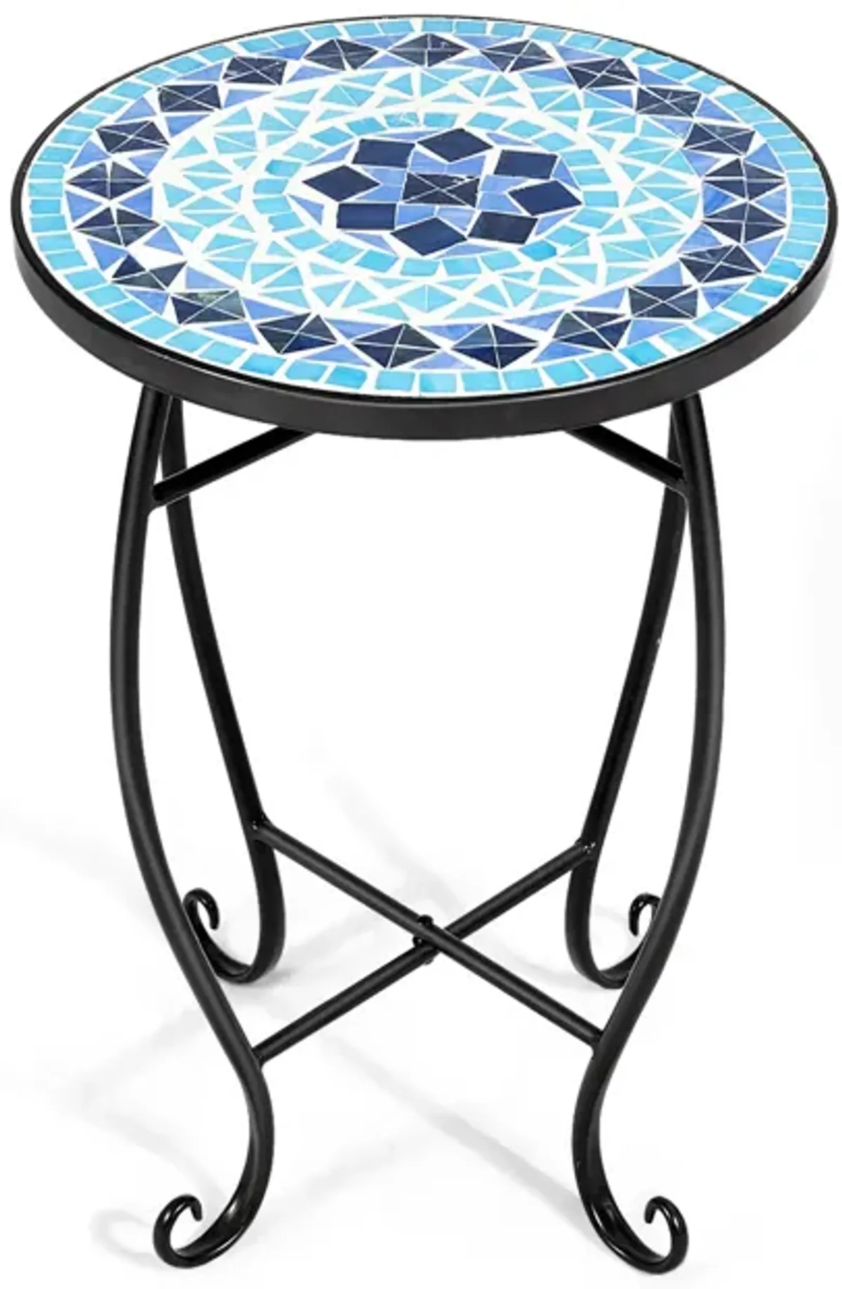 Outdoor Indoor Steel Accent Plant Stand Cobalt Table