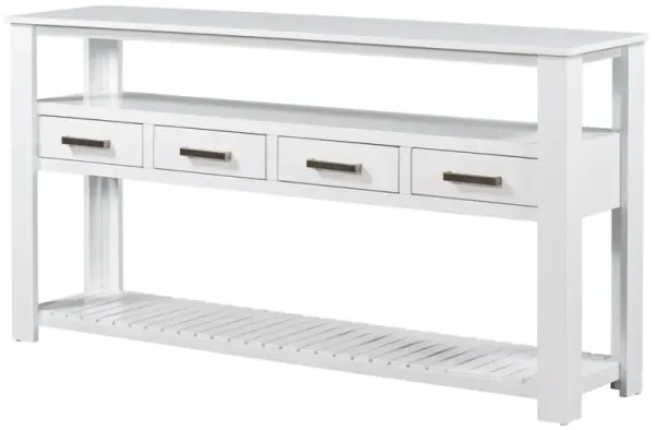 62.2" Modern Console Table Sofa Table For Living Room With 4 Drawers And 2 Shelves