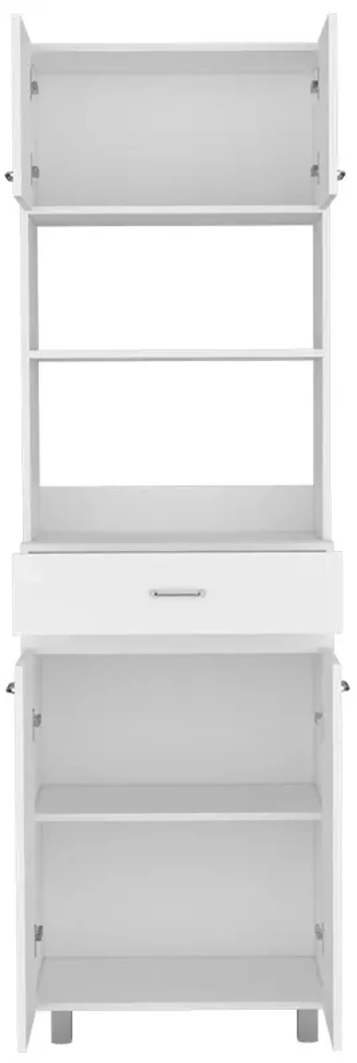 DEPOT E-SHOP Mucura Microwave Double Door Cabinet, One Drawer, One Shelf For Microwave, White