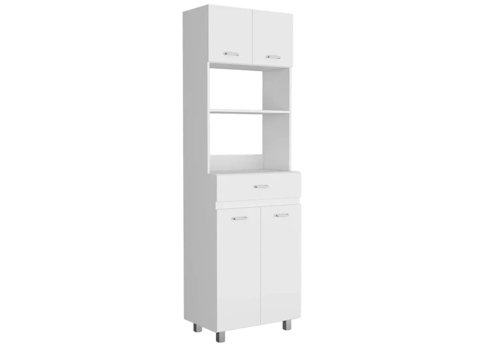 DEPOT E-SHOP Mucura Microwave Double Door Cabinet, One Drawer, One Shelf For Microwave, White