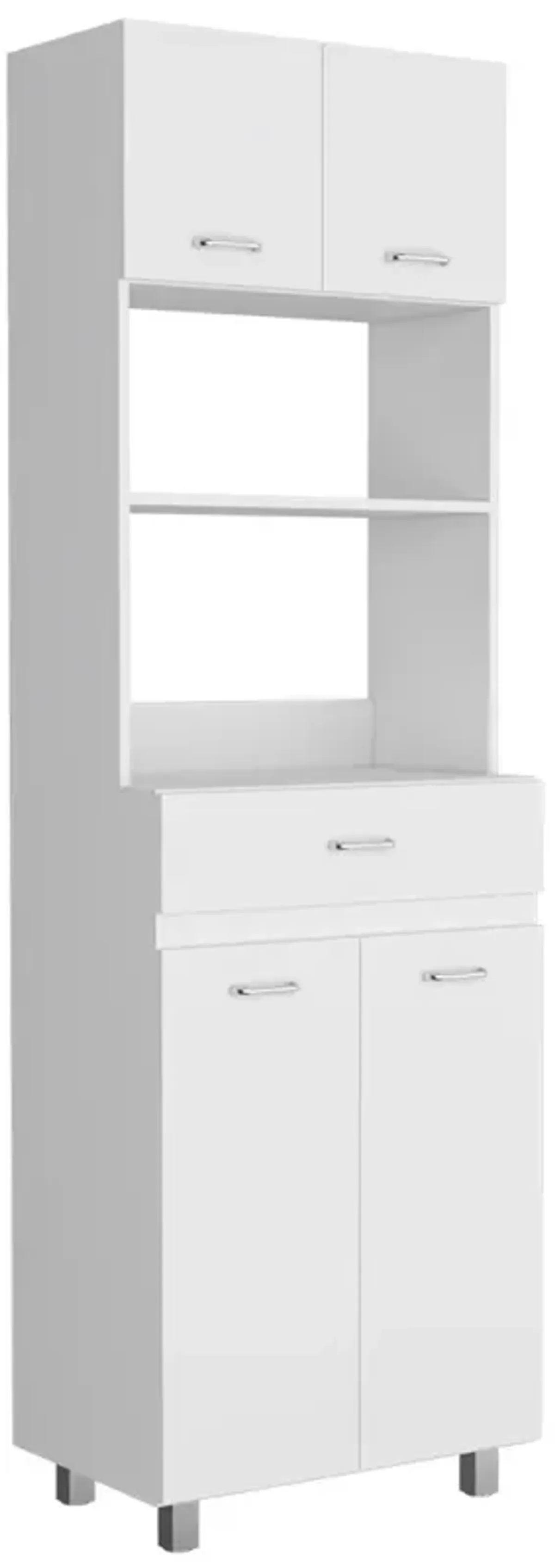 DEPOT E-SHOP Mucura Microwave Double Door Cabinet, One Drawer, One Shelf For Microwave, White