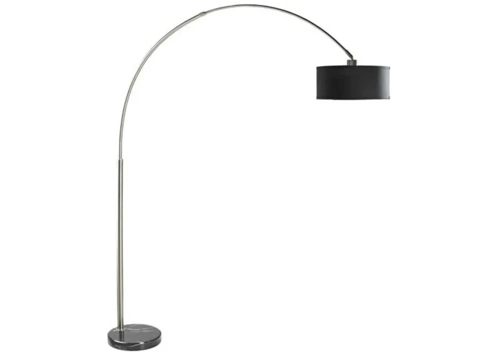 QuikFurn Modern 81-inch Tall Arch Floor Lamp with Black Drum Shade and Marble Base