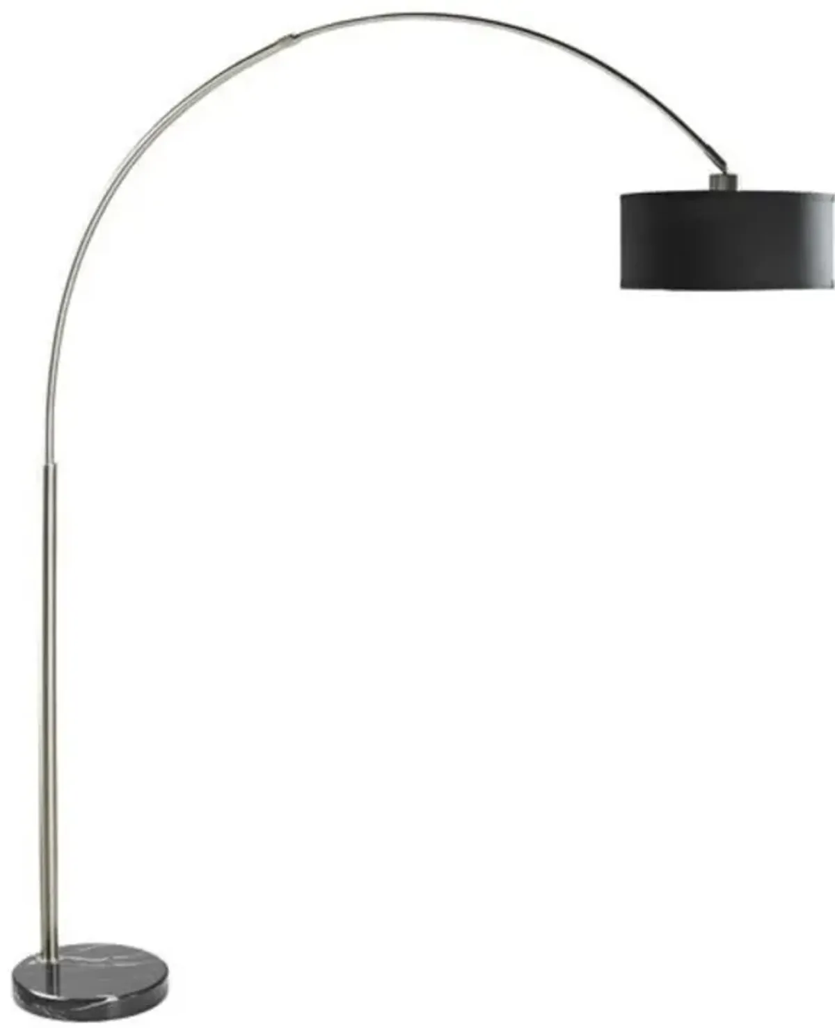 QuikFurn Modern 81-inch Tall Arch Floor Lamp with Black Drum Shade and Marble Base