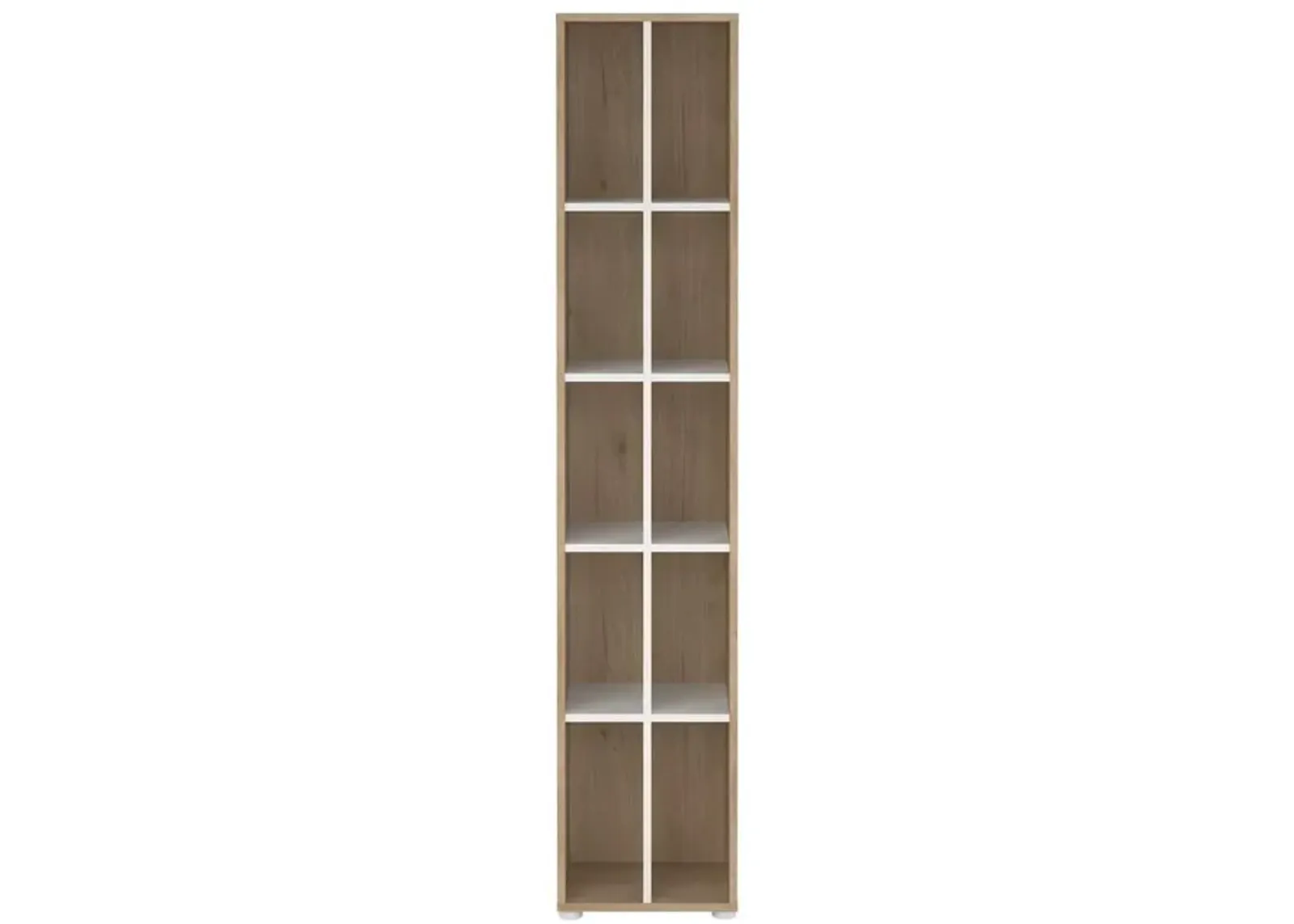 Tvilum Sign Narrow 10 Shelf Bookcase/ bookcase with divider, Jackson Hickory/White