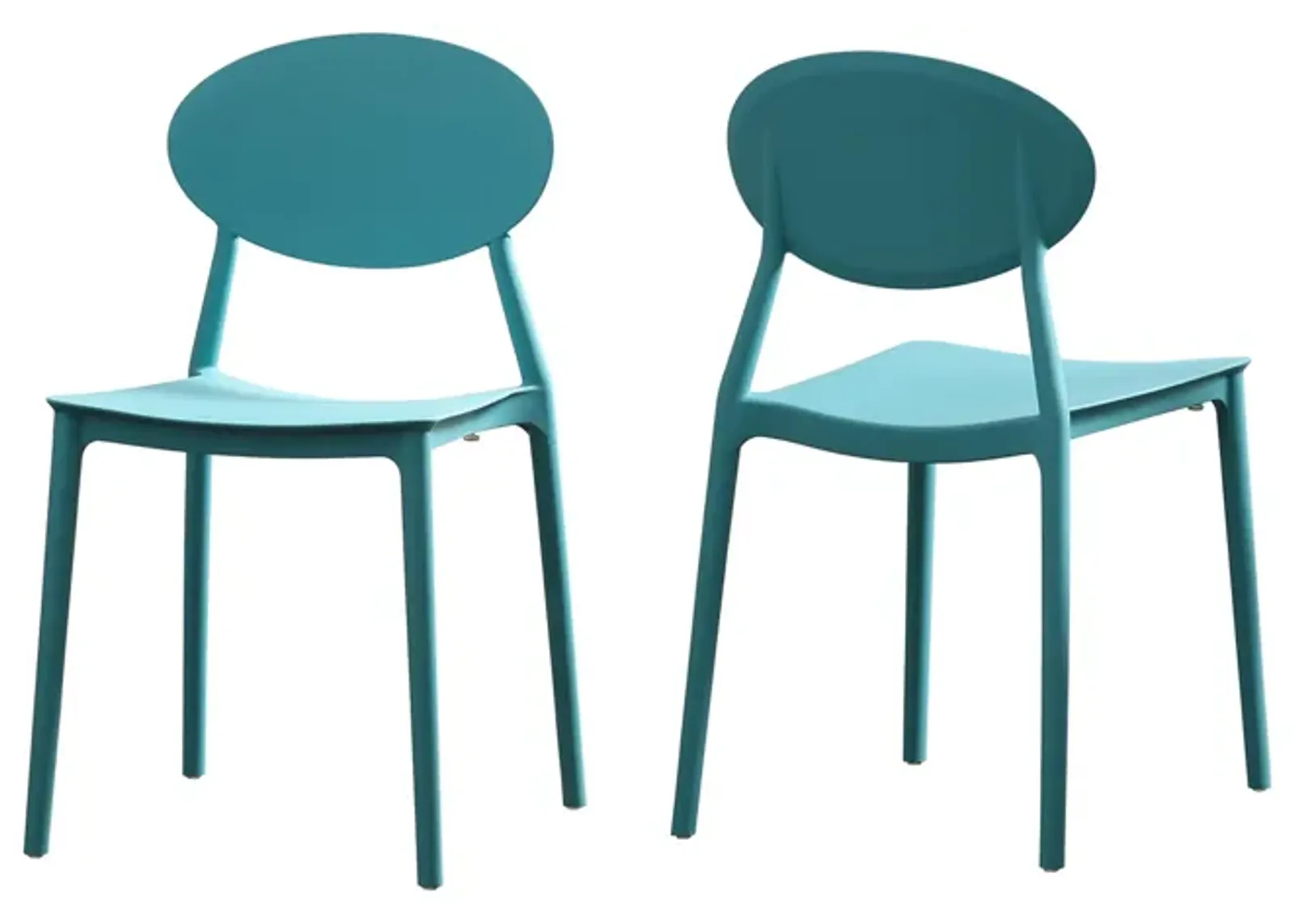 Corie Outdoor Patio Chair Set of 2, Midcentury Modern Style, Teal Blue