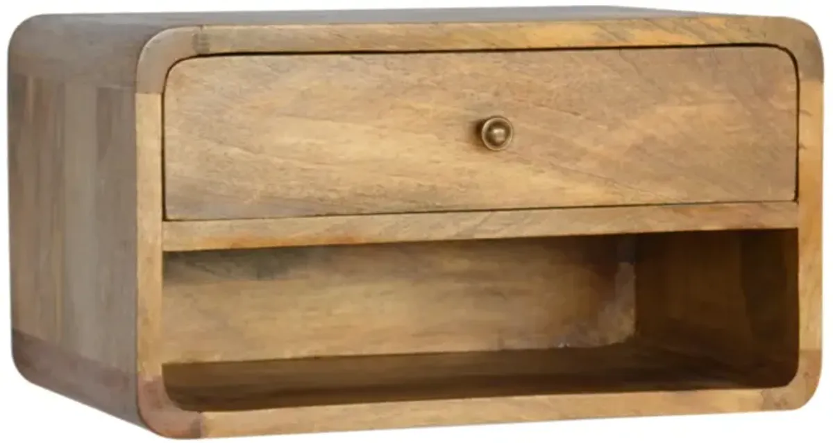 Floating Curve Open Slot 1 Drawer Solid Wood NightStand