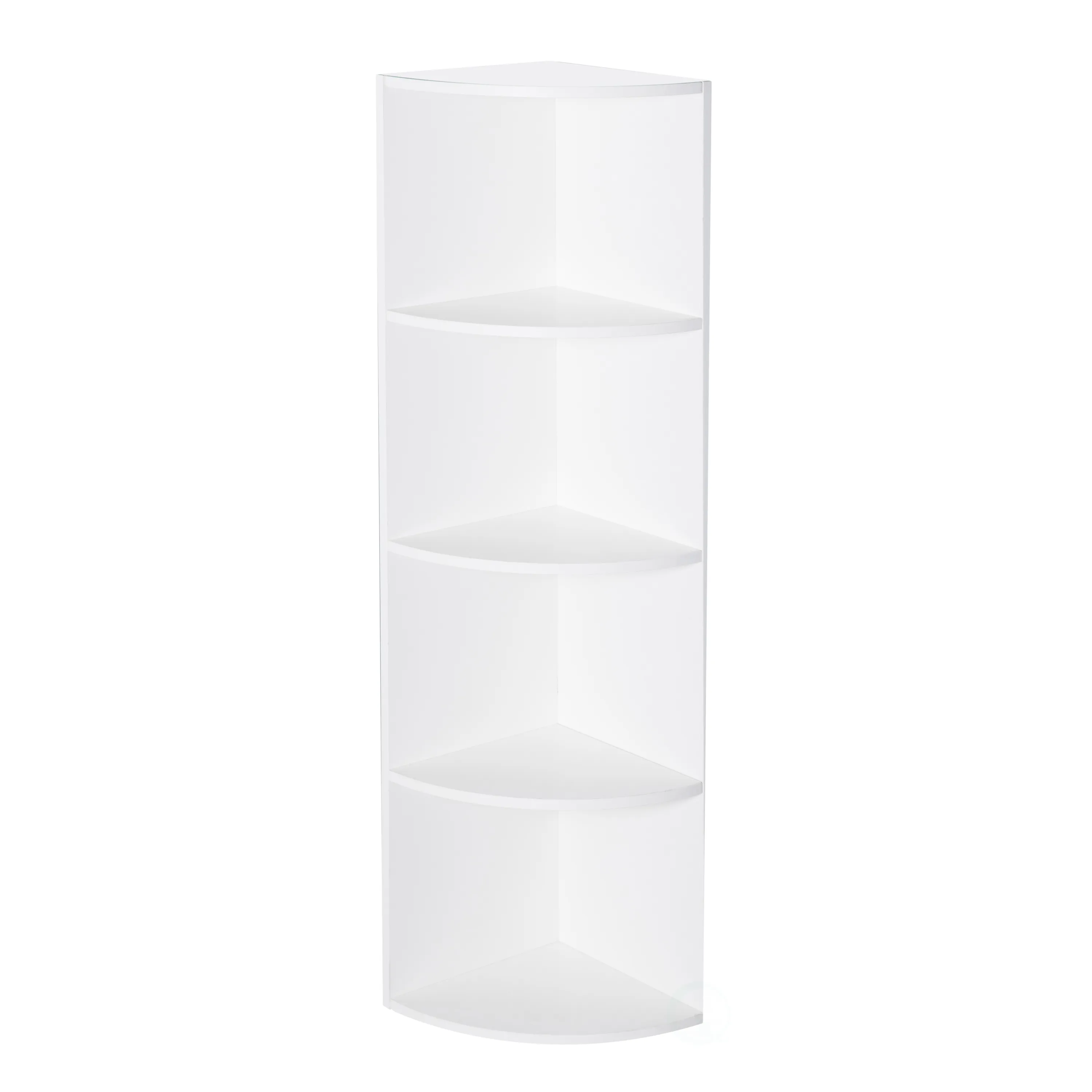 Durable 4-Tier Wooden Corner Bookshelf, Perfect for Tiny Home, Office Space, Living Room, Shelves for Bedroom, Classroom, and Library Shelving Needs, White