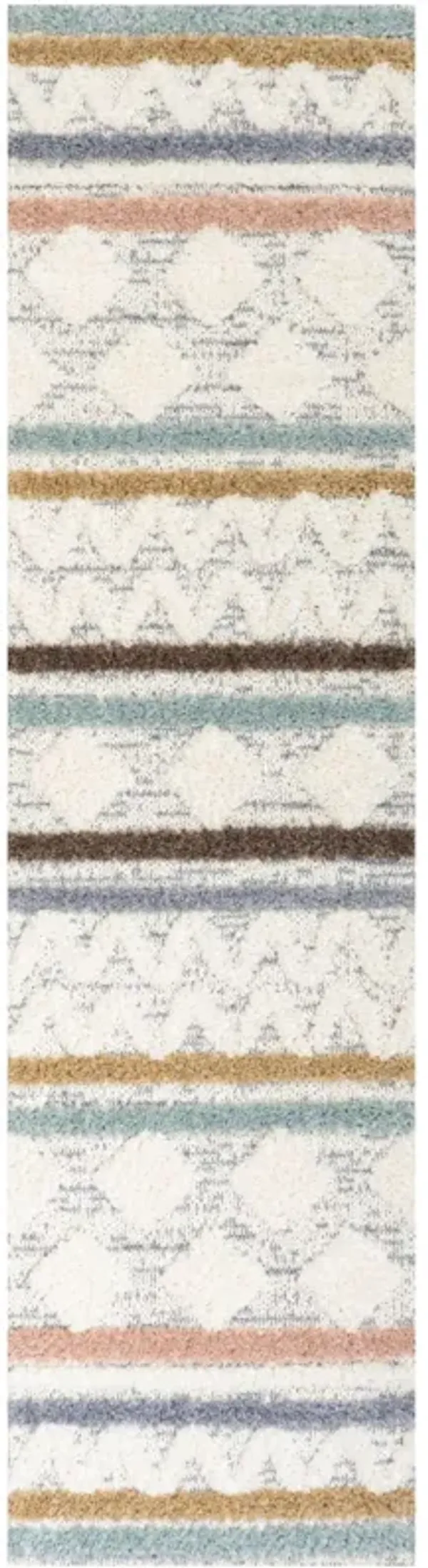 Faiza Moroccan Striped Geometric High-Low Area Rug