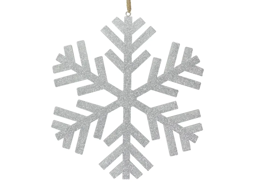 11.75" Silver Glitter Drenched Snowflake Christmas Ornament