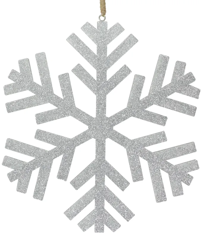 11.75" Silver Glitter Drenched Snowflake Christmas Ornament