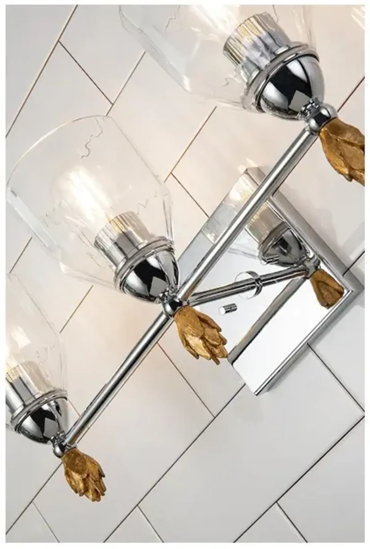 Lucas McKearn Felice 3 Light Vanity Light In Polished Chrome With Gold Accents