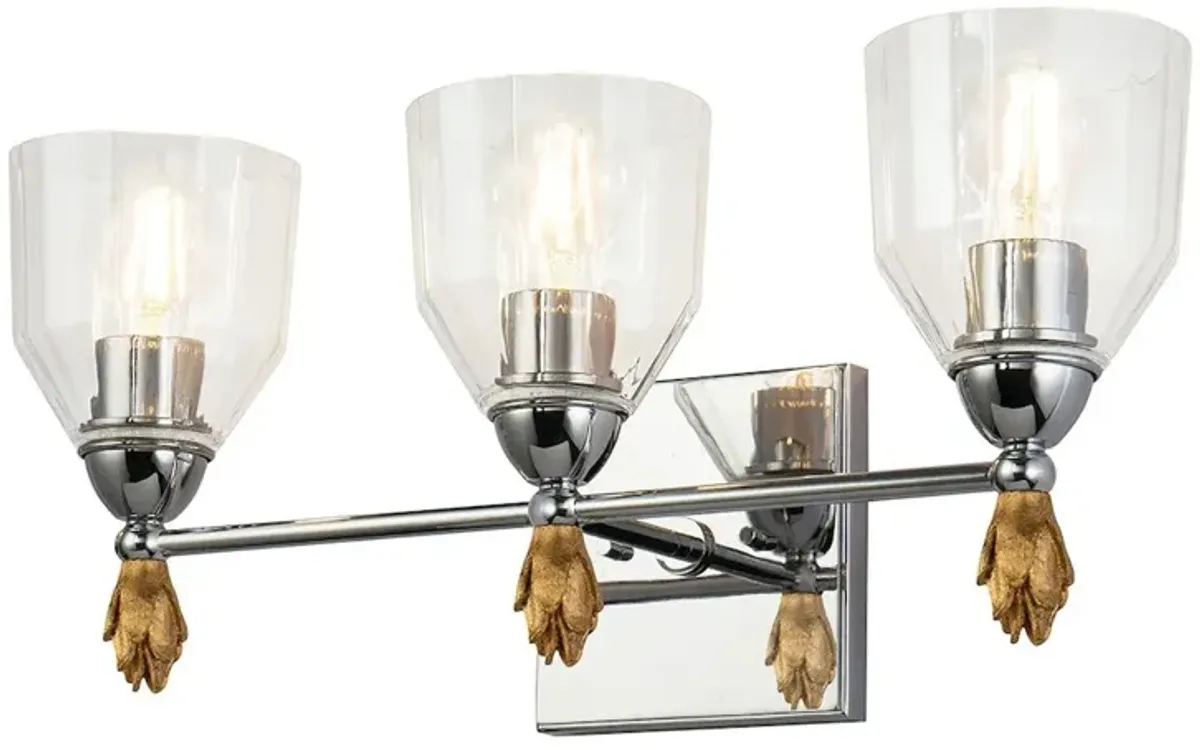 Lucas McKearn Felice 3 Light Vanity Light In Polished Chrome With Gold Accents