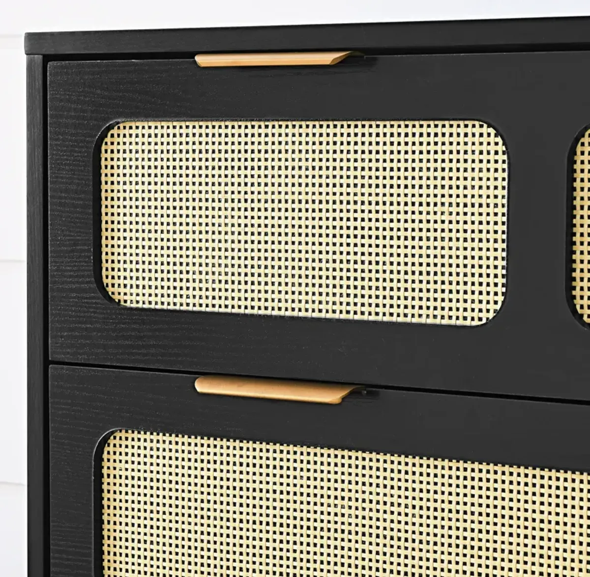 3 drawer dresser, modern rattan dresser cabinet, Black