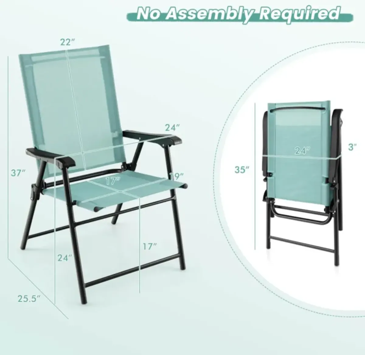 Hivvago 2 Set of Patio Dining Chair with Armrests and Metal Frame