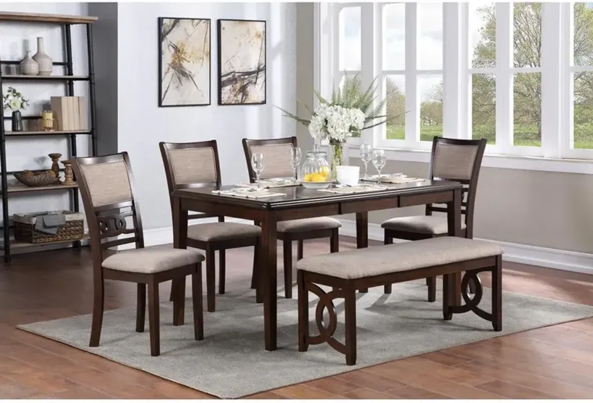 New Classic Furniture Gia 6 Pc Dining Table, 4 Chairs & Bench -Cherry