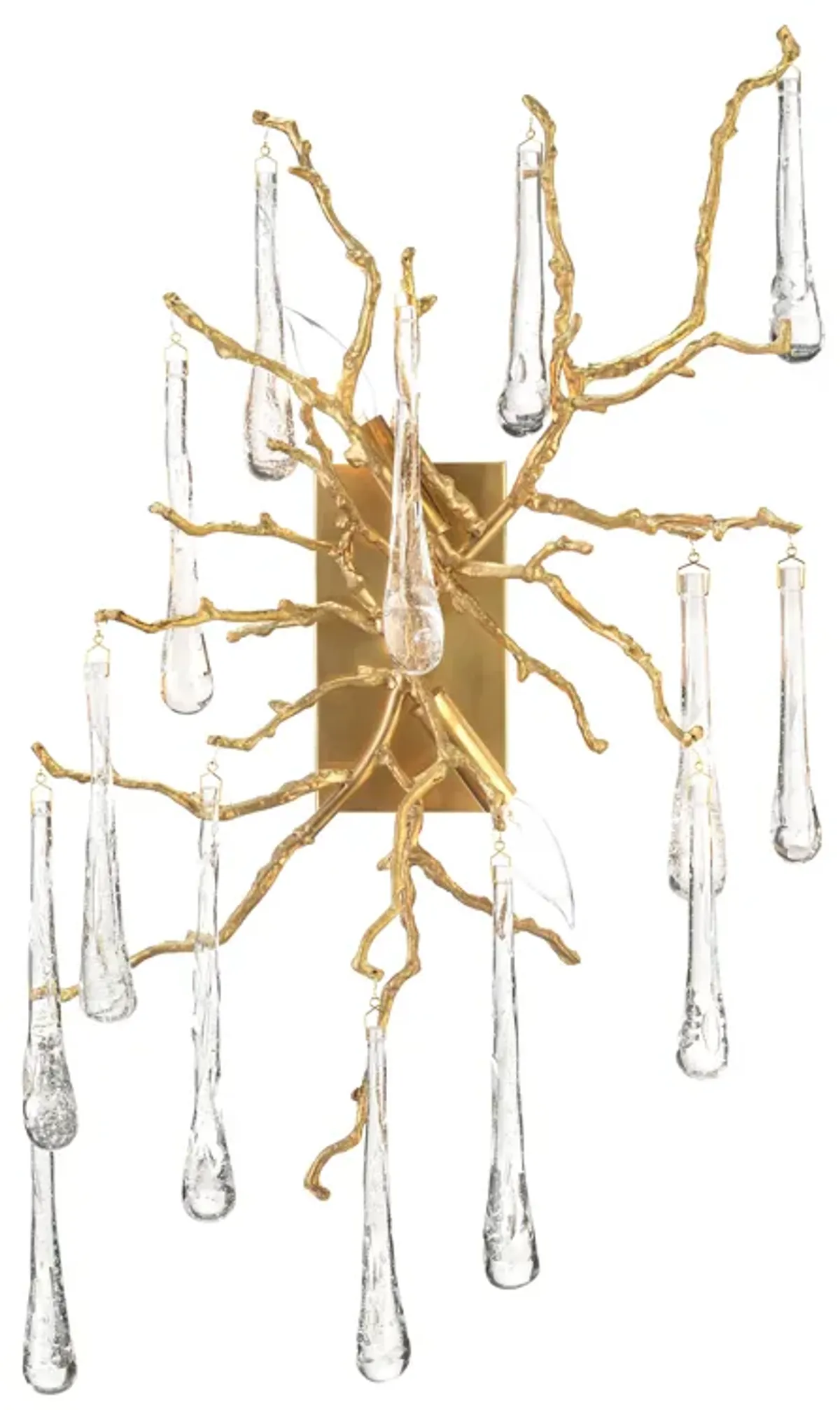 Brass And Glass Teardrop Two-Light Wall Sconce