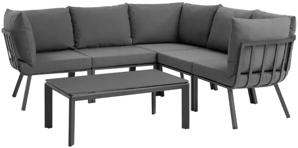 Riverside Outdoor Patio Aluminum Sectional Set - Coastal Design, UV-Resistant Cushions, Powder-Coated Frame, Scratch-Resistant Table