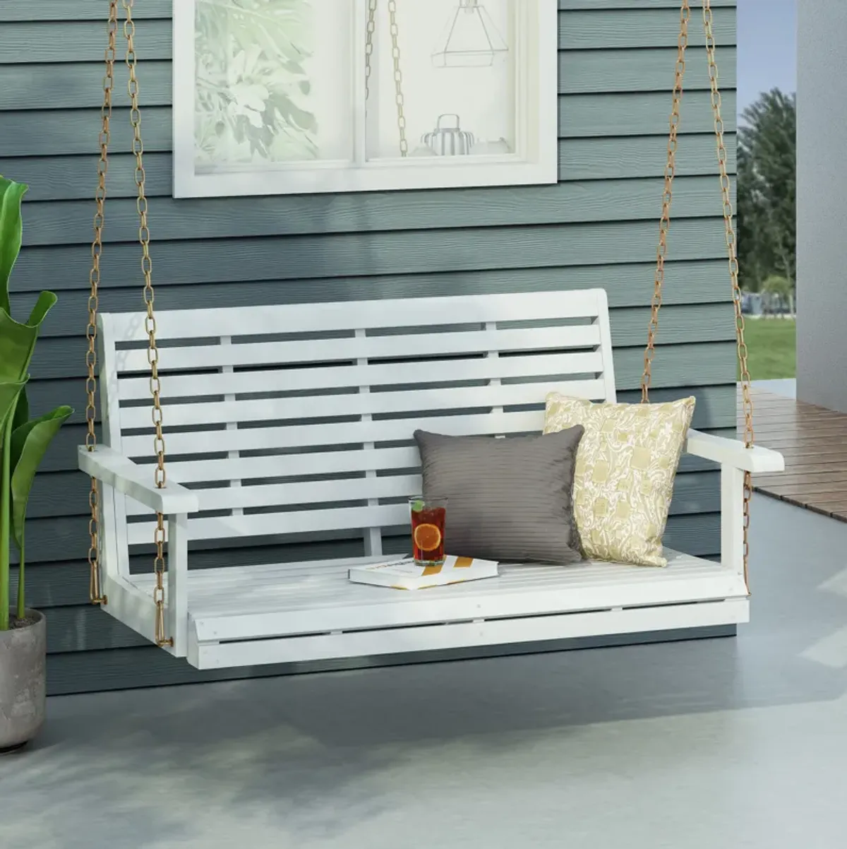 Merax Swing Chair Bench Patio Wooden Porch Swing