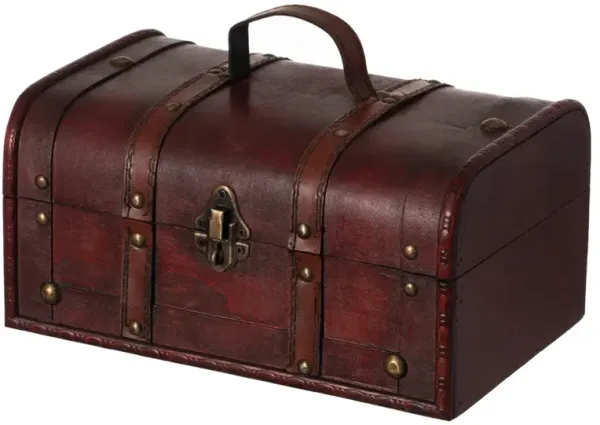Small Decorative Vintage Storage Box - Wooden Treasure Chest - Perfect for Storing Jewelry, Important Documents, and Cash - Measures 7 Inches in Length, 11 Inches in Width, and 5.5 Inches in Height